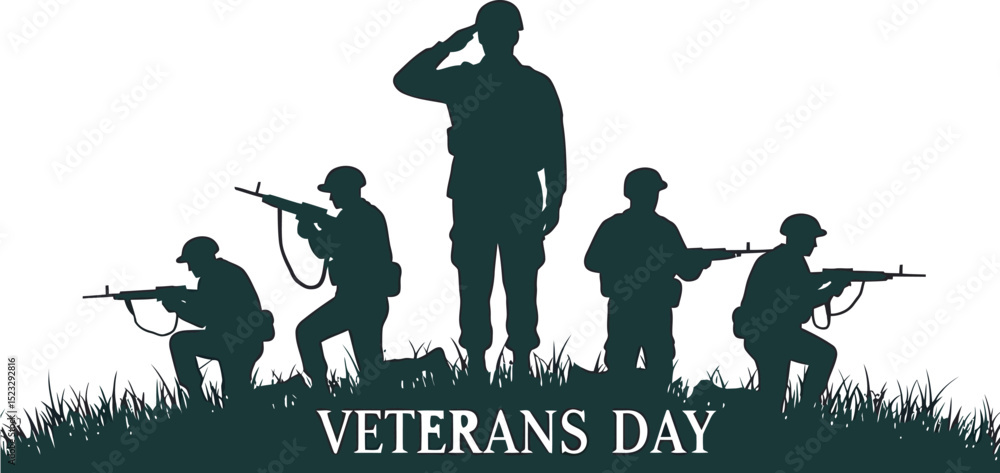 Obraz premium Veteran Soldier Vector and silhouette Illustration white color background