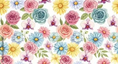 Watercolor Floral Pattern: Delicate Blooms for Spring Designs