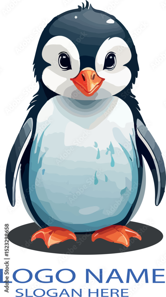 Obraz premium Baby Penguins Logo icon vector .