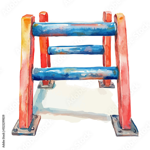 Parallel Bars, watercolor drawing vector, high quality, isolated on a white background.