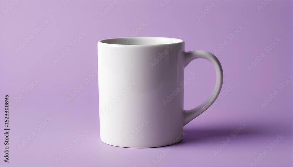 White Ceramic Coffee Mug on Purple Background White Ceramic Coffee Mug on Purple Background