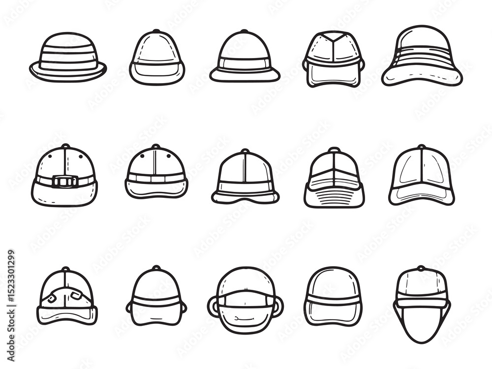 Fototapeta premium Hiking Hat Minimalist 2D Line Drawing