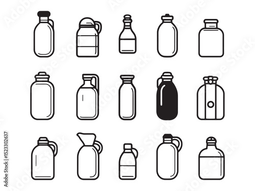 Hot Water Bottle Minimalist 2D Line Drawing