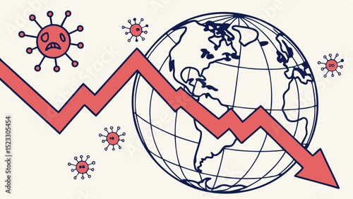 Global Economic Downturn Due to Virus Outbreak Illustration