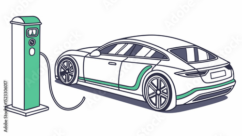 Modern Electric Vehicle Charging at a Green Energy Station