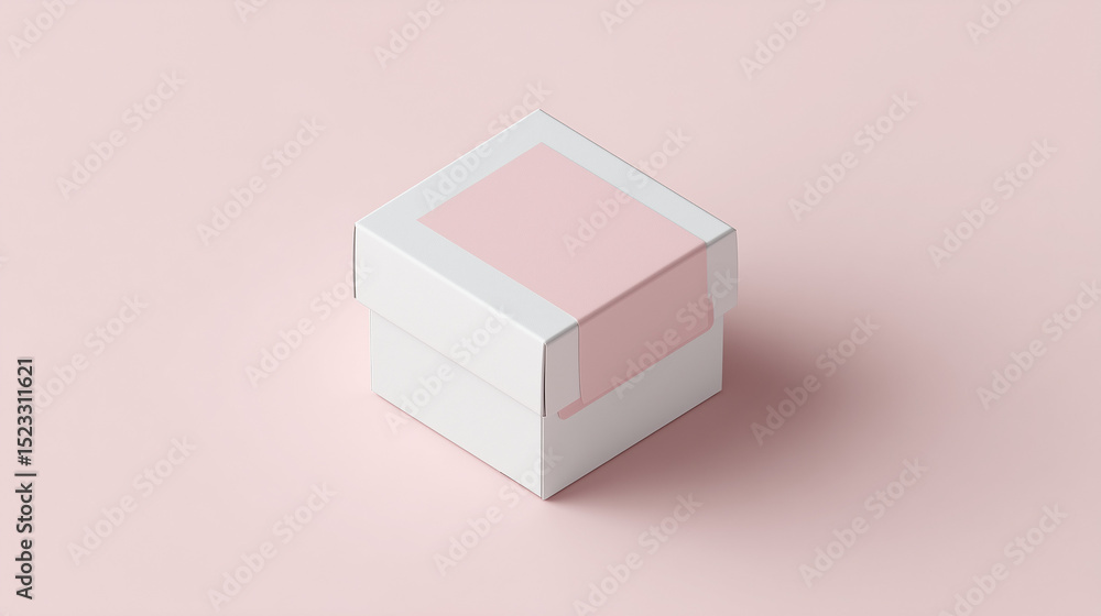 Obraz premium Pastel pink gift box design isolated on white background