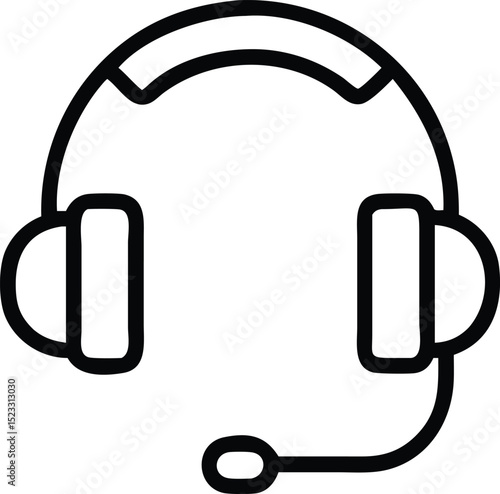 Black outline icon of a headset symbol for modern communication design