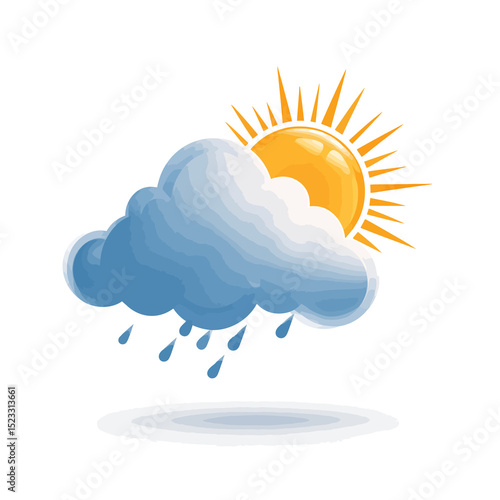 Sunny Day with Rain Cloud Vector