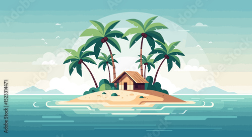 Secluded Tropical Island Paradise Hut on Sandy Beach