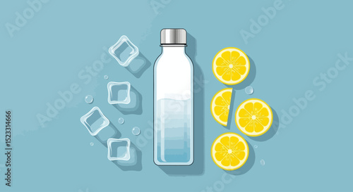 Refreshing Lemon Water Hydrating Summer Drink Illustration