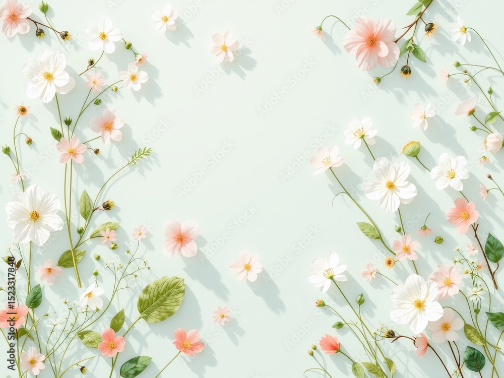 Naklejka premium Springtime Floral Design with Soft Shadowing