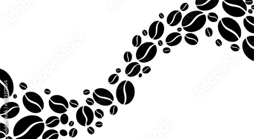 Drawn coffee bean seamless background. Pattern with falling coffee beans. Food doodle sketch backdrop
