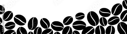 Drawn coffee bean seamless background. Pattern with falling coffee beans. Food doodle sketch backdrop
