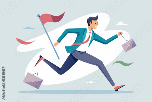 businessman running on the stairs