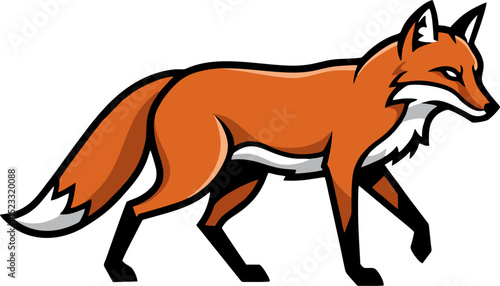 Majestic Red Fox Walking Graphic Design Illustration for Print and Web Projects