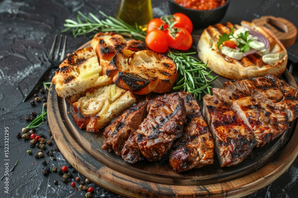Clear Pixel Picture of Baked Bread Grilled Meat Homemade Dessert Plate Clear Pixel Picture of Baked Bread Grilled Meat Homemade Dessert Plate