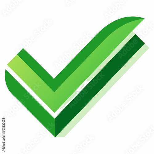 Green Checkmark Icon Design stylized three dimensional checkmark graphic shades green The design features layered lines creating effect checkmark check mark icon graphic design green effect