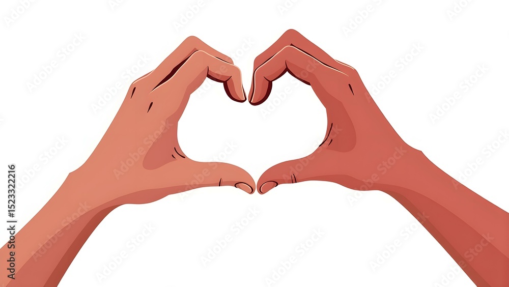 Obraz premium Hand Illustration of Fingers Forming a Heart Shape