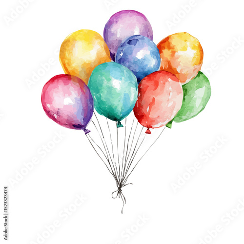 watercolor vector of Spring Festival Balloon Joy, high quality, isolated on a white background.