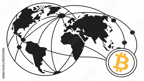 Global Bitcoin Network Cryptocurrency Worldwide Connectivity