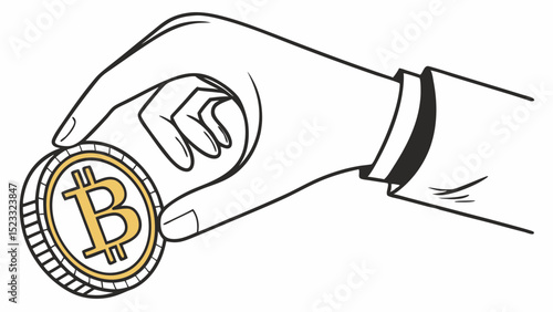 Hand Holding a Bitcoin Cryptocurrency Concept Illustration