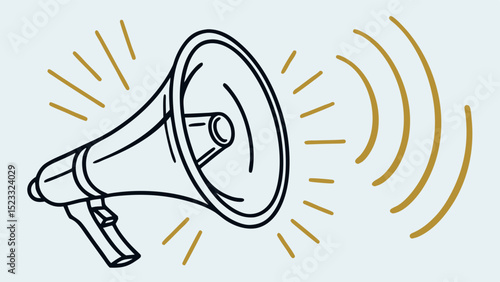 Handdrawn Megaphone with Sound Waves