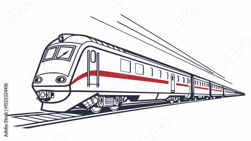 Modern HighSpeed Train Illustration with Red and White Details