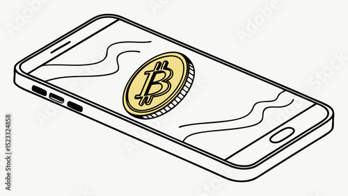 Stylized Bitcoin on a Smartphone Screen Illustration