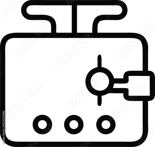 Minimalist black outline of a hardware wallet icon for cryptocurrency security