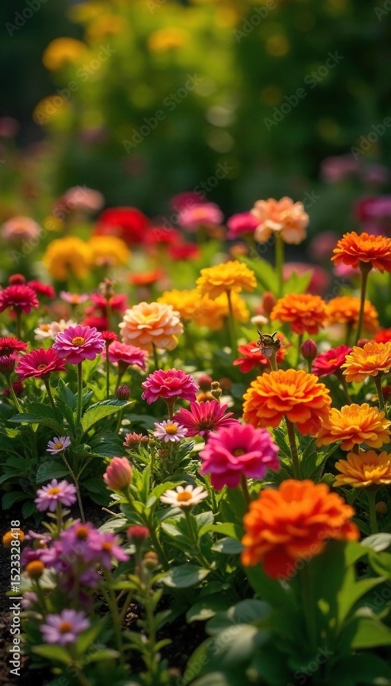 Obraz premium Vibrant bedding plants in a sunny garden bursting with color and lush foliage, ready for planting Perfect for spring and summer gardening projects , greenery, growth