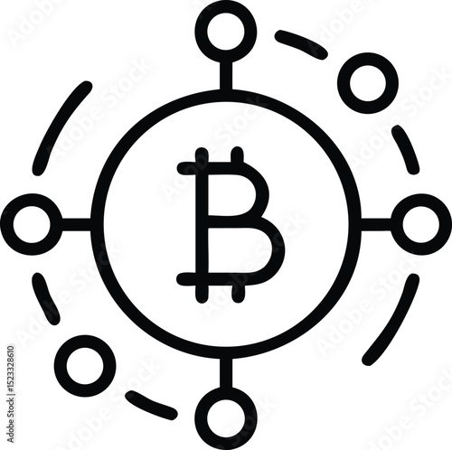 Outline icon of bitcoin cryptocurrency digital currency concept design