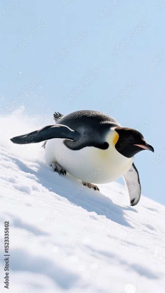 Obraz premium A penguin walking on snow