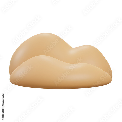 3d Rendering Beige Cloud Soft Fluffy Weather in Sky Isolated Background