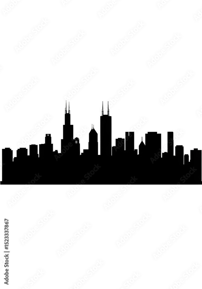 Naklejka premium Abstract Skyline Illustration Silhouette Night Scene Cityscape Backdrop