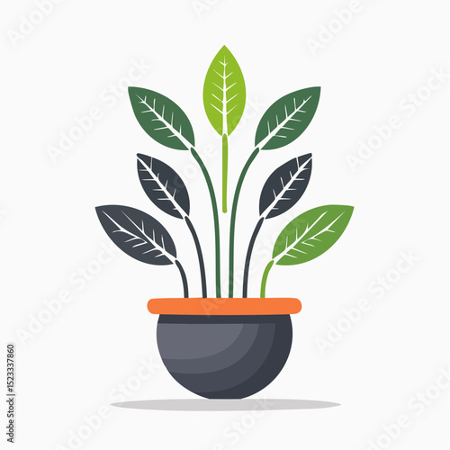 Sleek vector of a low-maintenance ZZ plant, ideal for home or office design accents