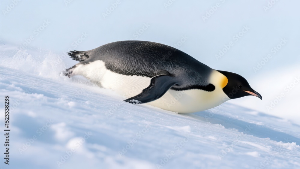 Fototapeta premium A penguin walking on snow