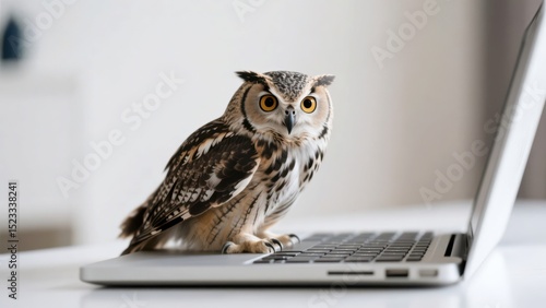 Wallpaper Mural An owl sitting on a laptop Torontodigital.ca