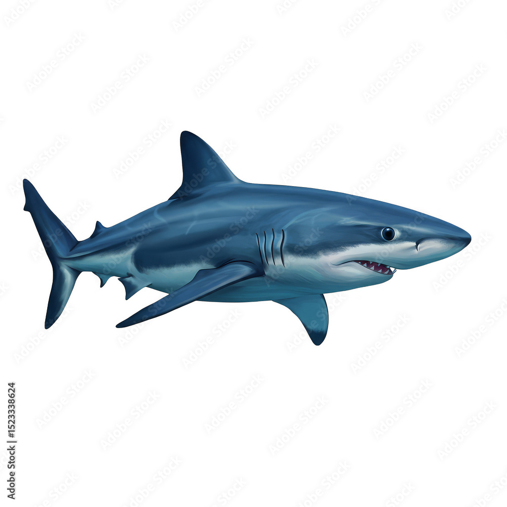 Obraz premium Illustration Of A Great White Shark A Marine Animal With Transparent Background