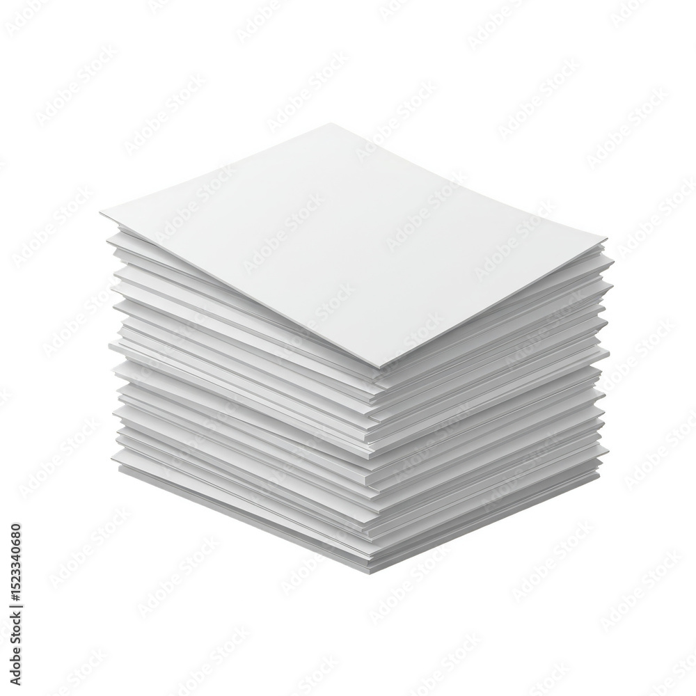3D Rendering Stack of White Paper Sheets for Business and Office 3D Rendering Stack of White Paper Sheets for Business and Office