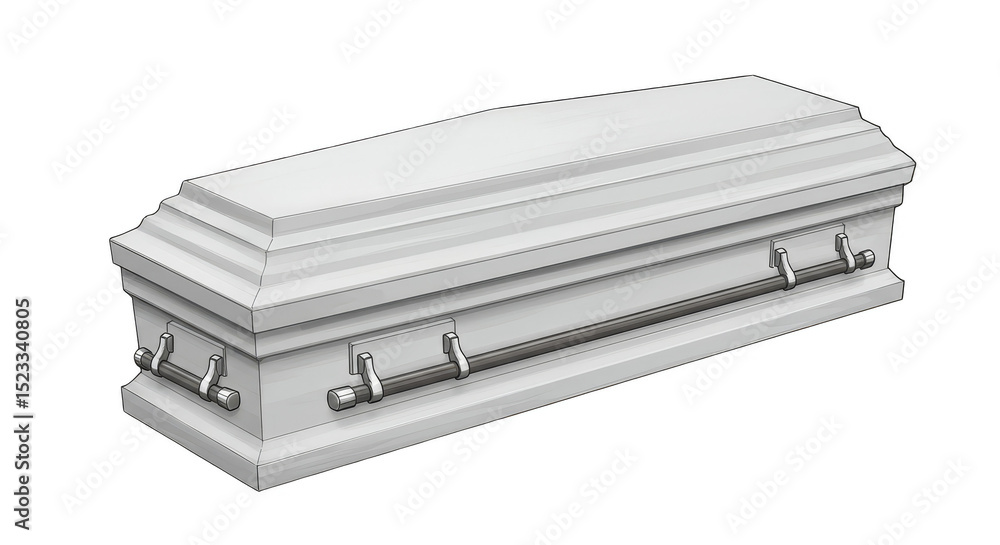 3D Rendering White Coffin For Burial Ceremony Isolated Background 3D Rendering White Coffin For Burial Ceremony Isolated Background