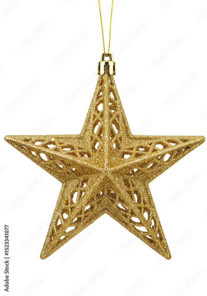 Illustration of Golden Glittering Star Ornament on Transparent Background Illustration of Golden Glittering Star Ornament on Transparent Background