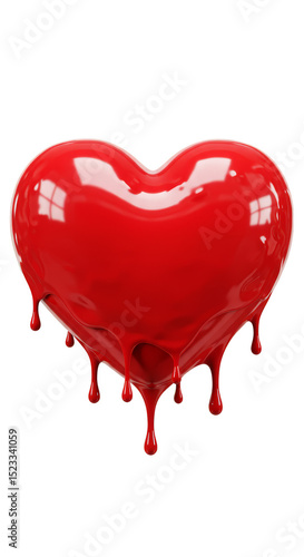 3D Glossy Red Heart Shape S...