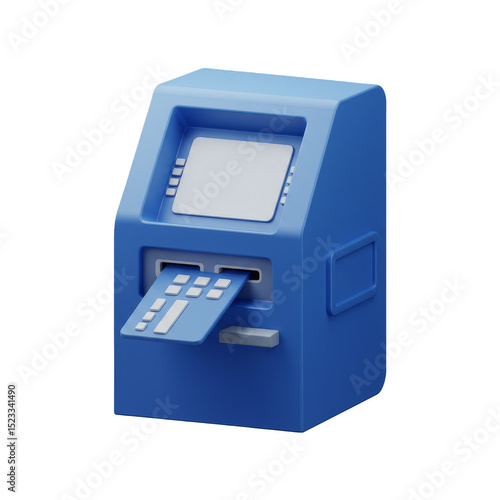 3d Blue Atm Machine for Banking and Finance Transactions Illustration