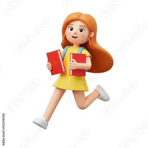 3d Illustration of Girl Run...