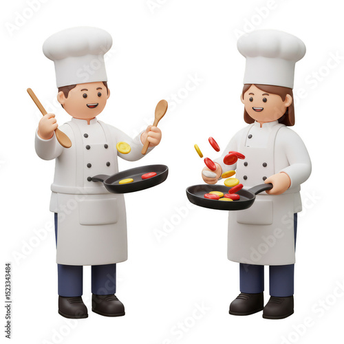 3d Illustration Two Cheerfu...