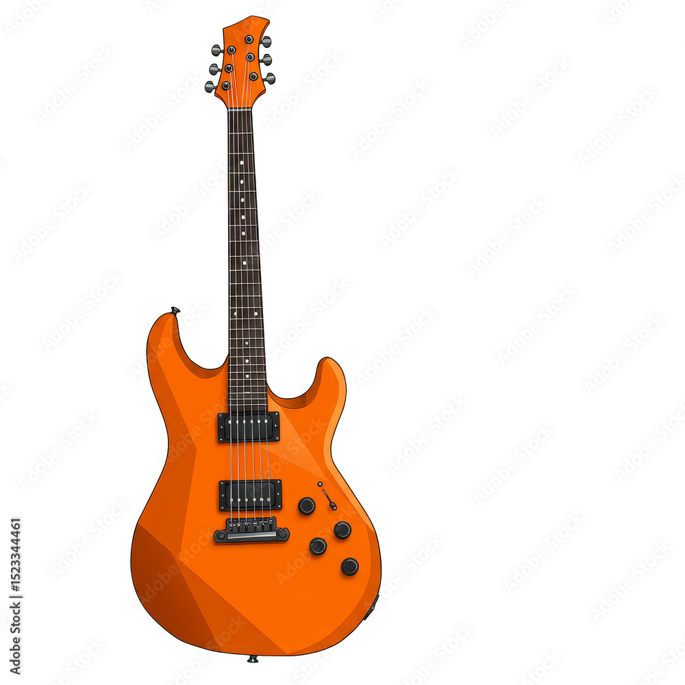 Naklejka premium Illustration of an Orange Electric Guitar Musical Instrument for Performance