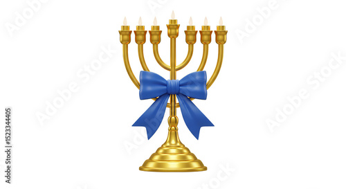 3D Render Golden Hanukkah M...