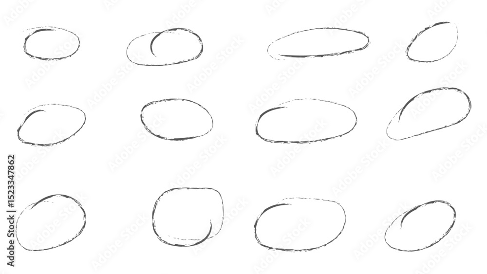 Fototapeta premium Set Scribble ovals and bubbles to circle and highlight text. Set of hand drawn vector doodle ellipses. marker round elements isolated on white background. Vector illustration