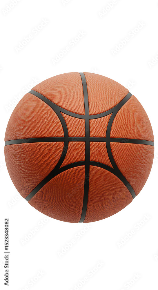 Fototapeta premium 3D Rendering of Orange Basketball with Black Lines on Transparent Background