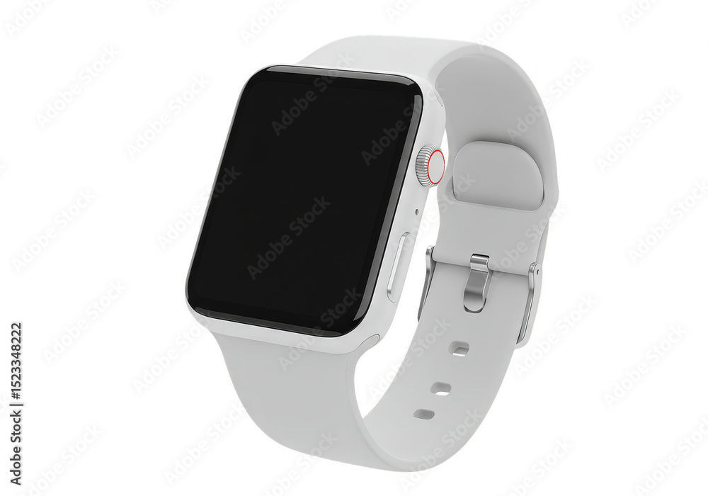 Isolated 3D Rendering of White Smartwatch Electronic Device Technology Isolated 3D Rendering of White Smartwatch Electronic Device Technology